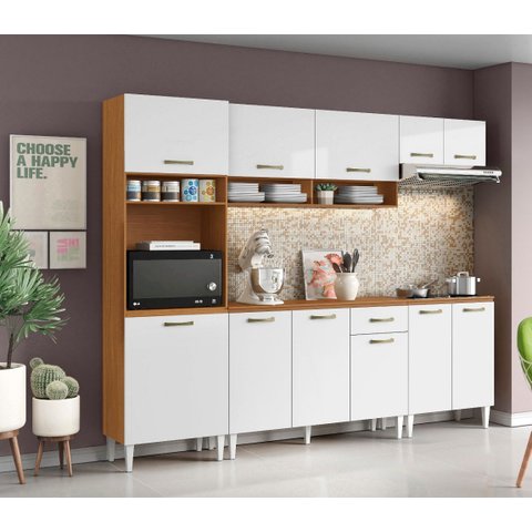 Jogo de Cozinha Aurora 5 peças 2,49cm com Tampo MDP -  Cinamomo/Branco Aramóveis