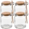 Kit 4 Pote Vidro Borossilicato 240ml Colher de Madeira Rolha - 1