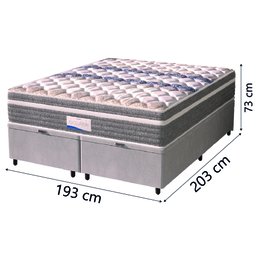 Cama Box Baú Casal King Colchão Molas Ensacadas com Pillow Evolution Suede - 4