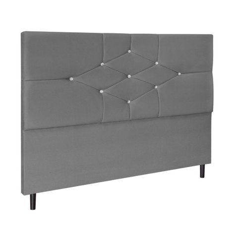 Cabeceira Estofada Cama Casal Box 140cm Virgínia Suede Cinza