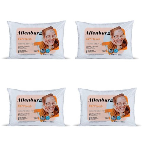 Kit 4 Travesseiro Soft Touch Suporte Médio Altenburg