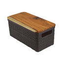 Ver imagem 1 de Cesto Juta Alongado M Preto C/tampa de Madeira Nitron
