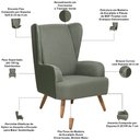 Ver imagem 4 de Poltrona de Amamentação Fixa Pés Manu Liz D02 Couríssimo Tramado Verde C-296 C-120 - Lyam Decor