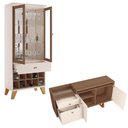 Ver mais imagens de Conjunto Cristaleira Adega e Buffet Aparador Mdp/mdf Andorra/noeli Off White/castanho G26 - Gran