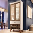 Ver imagem 2 de Conjunto Cristaleira Adega e Buffet Aparador Mdp/mdf Andorra/noeli Off White/castanho G26 - Gran