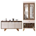 Ver imagem 4 de Conjunto Cristaleira Adega e Buffet Aparador Mdp/mdf Andorra/noeli Off White/castanho G26 - Gran