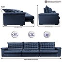 Ver imagem 2 de Sofá Retrátil e Reclinável 4,15m Molas Ensacadas Cama inBox Big Space com Bordado 3D Velusoft