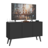 Rack Retrô para Tv até 32 Polegadas com 3 Portas Multimóveis Mp1067 Preto - 1