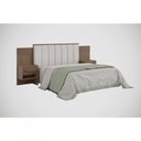 Ver imagem 1 de Cabeceira para Cama Queen Size Ripada Irís Estofada com 2 Mesas de Cabeceira D Doro Castanho/ripado