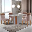 Ver imagem 1 de Mesa de Jantar Isadora 120cm Tampo Mdf Vidro com 4 Cadeiras Andes