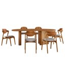 Ver imagem 2 de Conjunto Mesa 180cm x 80cm Tampo MDF Canto Copo 6 Cadeiras Celeste Marrom/Luna/Imbuia