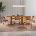 Ver imagem 1 de Conjunto Mesa 180cm x 80cm Tampo MDF Canto Copo 6 Cadeiras Celeste Marrom/Luna/Imbuia