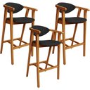 Ver imagem 1 de Kit 03 Banquetas Alta Para Cozinha Bancada Bar Sala de Jantar Fixa Cecília L02 Linho Chumbo - Lyam D