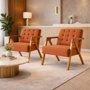 Ver imagem 1 de Kit 2 Poltrona Verona Bella Design Linho Premium Pés Madeira:Linho Terracota