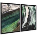 Ver imagem 1 de Kit 2 Quadros Abstratos Verde - Efeito Pintura 33x24cm:moldura Branca