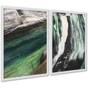 Ver imagem 2 de Kit 2 Quadros Abstratos Verde - Efeito Pintura 33x24cm:moldura Branca