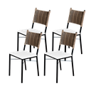 Ver imagem 1 de Kit 4 Cadeiras Para Cozinha Preta Ratan Cappuccino Assento Estofado - Laca branca