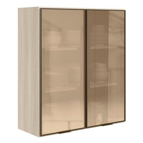 Armario Aereo 2 Portas Vidro MDF 80x90 cm Kali 1198462 Bianco Toq Nicioli