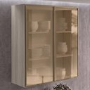 Ver imagem 2 de Armario Aereo 2 Portas Vidro MDF 80x90 cm Kali 1198462 Bianco Toq Nicioli