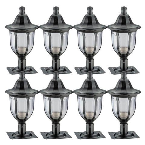 Jogo 8 Balizadores para Jardim 31cm Preto Termoplástico Alumínio Luminária Externa Modena Dital