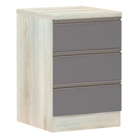 Mesa de Cabeceira 3 Gavetas 40cm Estrutura Legno Crema Prime Plus Luciane Móveis