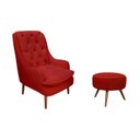 Ver imagem 1 de Kit Poltrona Lille e Puff Suede Vermelho - Dominic Decor