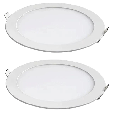 Kit 2 Painel Led Redondo Embutir 12w 3000k Bivolt Foxlux