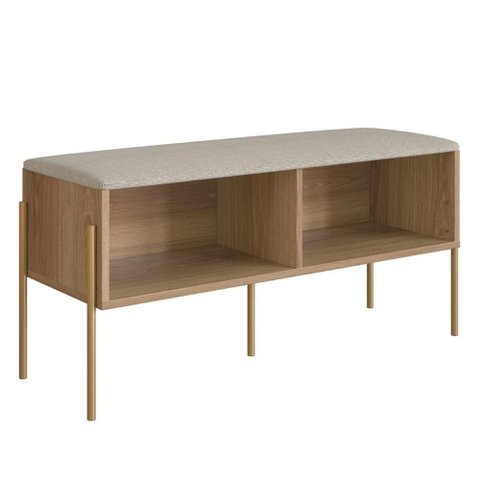 Sapateira Banco Estofado Oslo Artesano 93 Cm (largura) Mdp Hanover Tecido Fendi C/ Pés metal