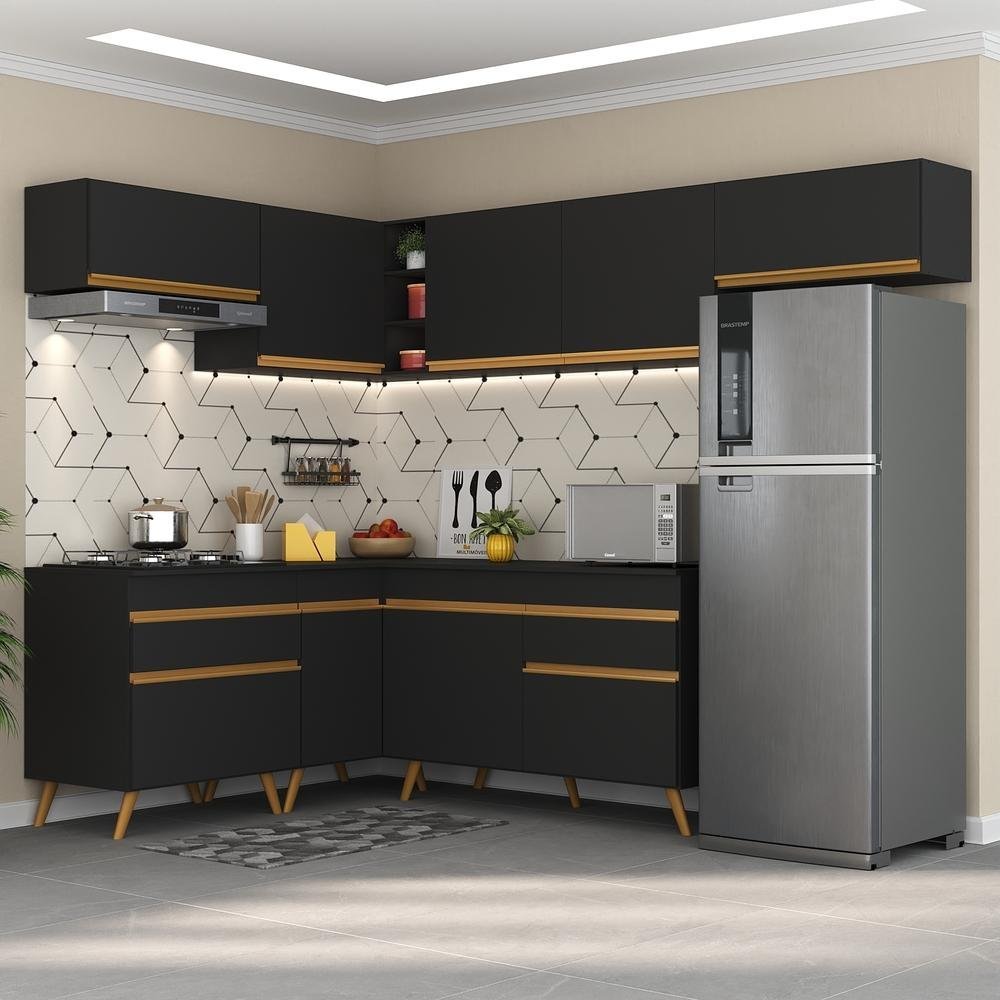 Cozinha Completa de Canto Veneza GB Multimóveis MP2069 com Armário e ...