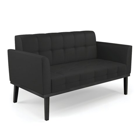 Poltrona Namoradeira Decorativa Karen Pés Fixo em Madeira Preto Pu Preto G19 - Gran Belo