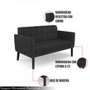 Ver imagem 3 de Poltrona Namoradeira Decorativa Karen Pés Fixo em Madeira Preto Pu Preto G19 - Gran Belo