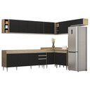 Ver imagem 1 de Armário de Cozinha Modulado de Canto 8 Peças Cp25 Balcão sem Tampo Castanho/preto - Lumil Lumil Móve