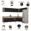 Ver imagem 3 de Armário de Cozinha Modulado de Canto 8 Peças Cp25 Balcão sem Tampo Castanho/preto - Lumil Lumil Móve