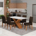 Ver imagem 2 de Conjunto de Mesa Sala de Jantar Tampo com Vidro 1,60m Grécia 6 Cadeiras Trieste Dobuê