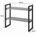 Ver imagem 5 de Aparador Industrial Buffet Mesa Prateleira Cantinho do Cafe 80x90 Luxo Sala Bufet Preto e Cinza