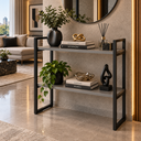Ver imagem 2 de Aparador Industrial Buffet Mesa Prateleira Cantinho do Cafe 80x90 Luxo Sala Bufet Preto e Cinza