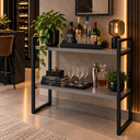 Ver imagem 4 de Aparador Industrial Buffet Mesa Prateleira Cantinho do Cafe 80x90 Luxo Sala Bufet Preto e Cinza