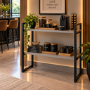 Ver imagem 6 de Aparador Industrial Buffet Mesa Prateleira Cantinho do Cafe 80x90 Luxo Sala Bufet Preto e Cinza