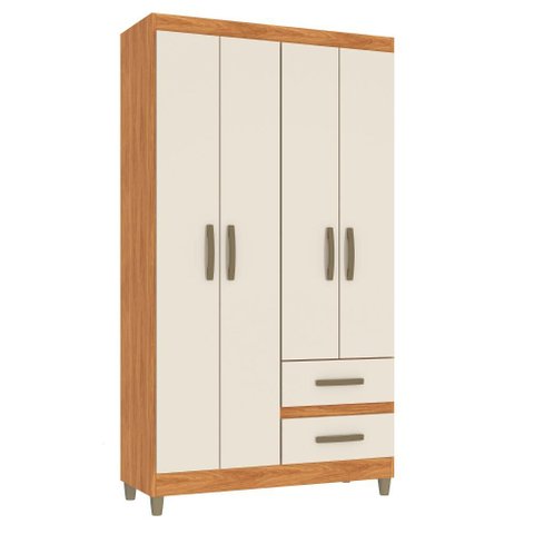 Guarda-Roupa Lisboa 4 Portas 2 Gavetas Cinamomo/Off White