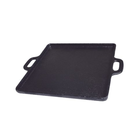 Bifeteira de Ferro Fundido Lisa Quadrada Alça Ferro 20cm