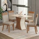 Ver imagem 1 de Conjunto Sala de Jantar Layla Majestic 4 Lugares Tampo MDF Cadeiras Estofadas Caramelo 120cm Casa