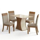 Ver imagem 5 de Conjunto Sala de Jantar Layla Majestic 4 Lugares Tampo MDF Cadeiras Estofadas Caramelo 120cm Casa