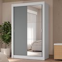 Ver imagem 1 de Guarda-roupa Solteiro 2 Portas de Correr com Espelho 4 Gavetas Branco/cinza Vivare Plus Madesa