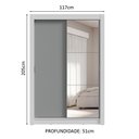 Ver imagem 4 de Guarda-roupa Solteiro 2 Portas de Correr com Espelho 4 Gavetas Branco/cinza Vivare Plus Madesa