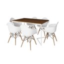 Ver imagem 2 de Mesa Jantar Industrial Retangular Amêndoa 137x90cm Base V Ferro Branco com 6 Poltronas Eiffel Branca
