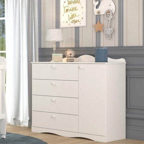 Cômoda Infantil 4 Gavetas Aquarela Espresso Móveis Branco