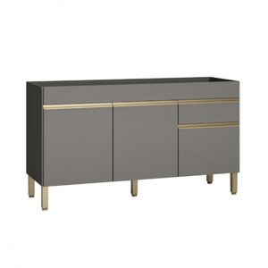 Balcão de Cozinha para Pia 150 Cm Line 3 Portas 1 Gaveta Gris - Kits Paraná