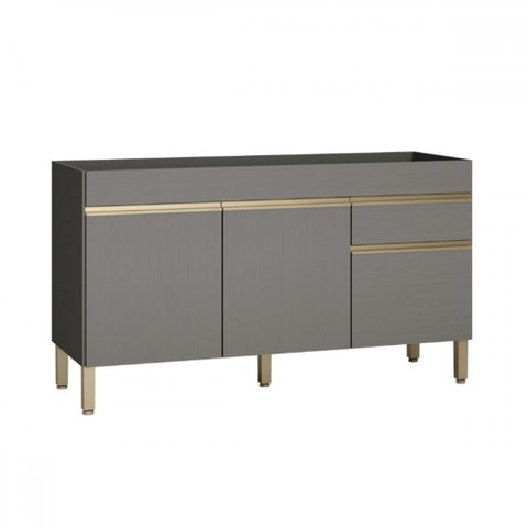 Balcão de Cozinha para Pia 150 Cm Line 3 Portas 1 Gaveta Gris - Kits Paraná
