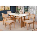 Ver imagem 1 de Conjunto Sala de Jantar Mila Premium Madeira Maciça C/ Tampo Madeirado C/ Vidro 160x90cm e 6