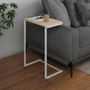 Ver imagem 1 de Mesa Lateral de Apoio Industrial Sofá Charmme Ferro Branco e Tampo Off-white